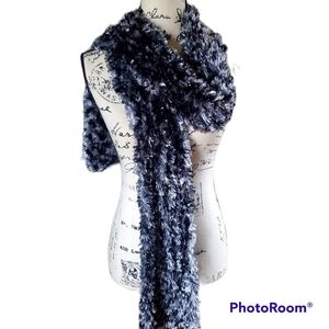 Black & White Curling and Furry Scarf